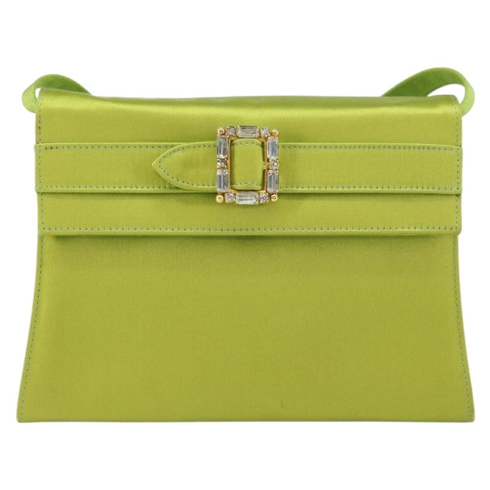 Salvatore Ferragamo Shoulder Bag Satin Green Auth 161011 - Picture 13 of 16